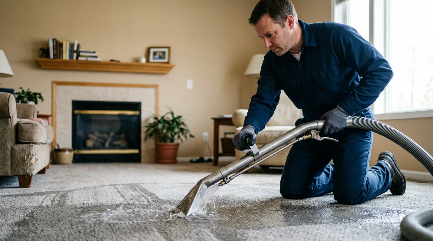 Water damage restoration technician working near New Ulm, TX